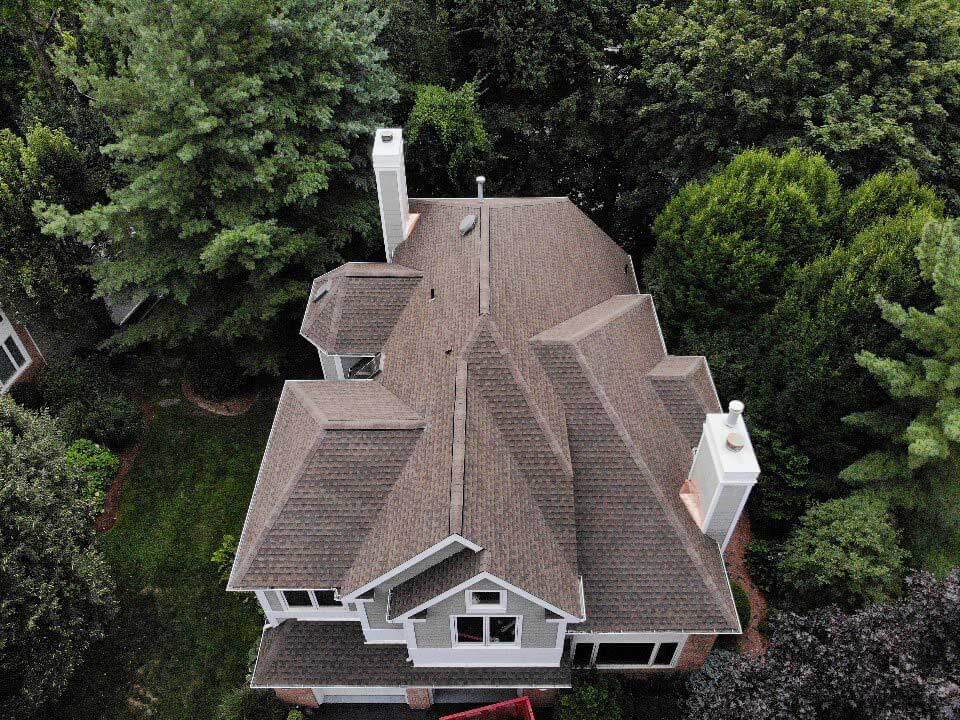 Aerial view of home with GAF asphalt shingles
