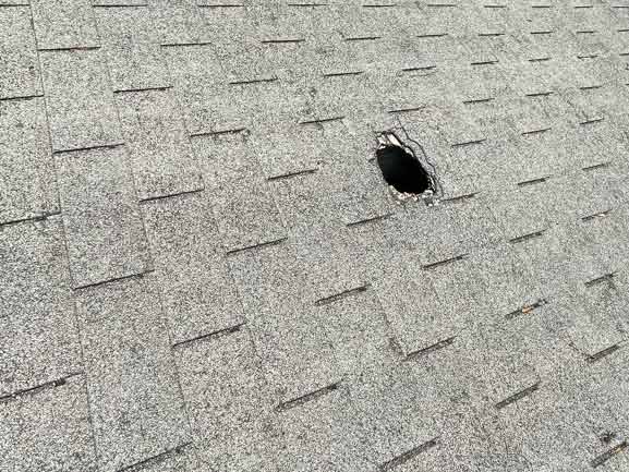 Hole in shingles