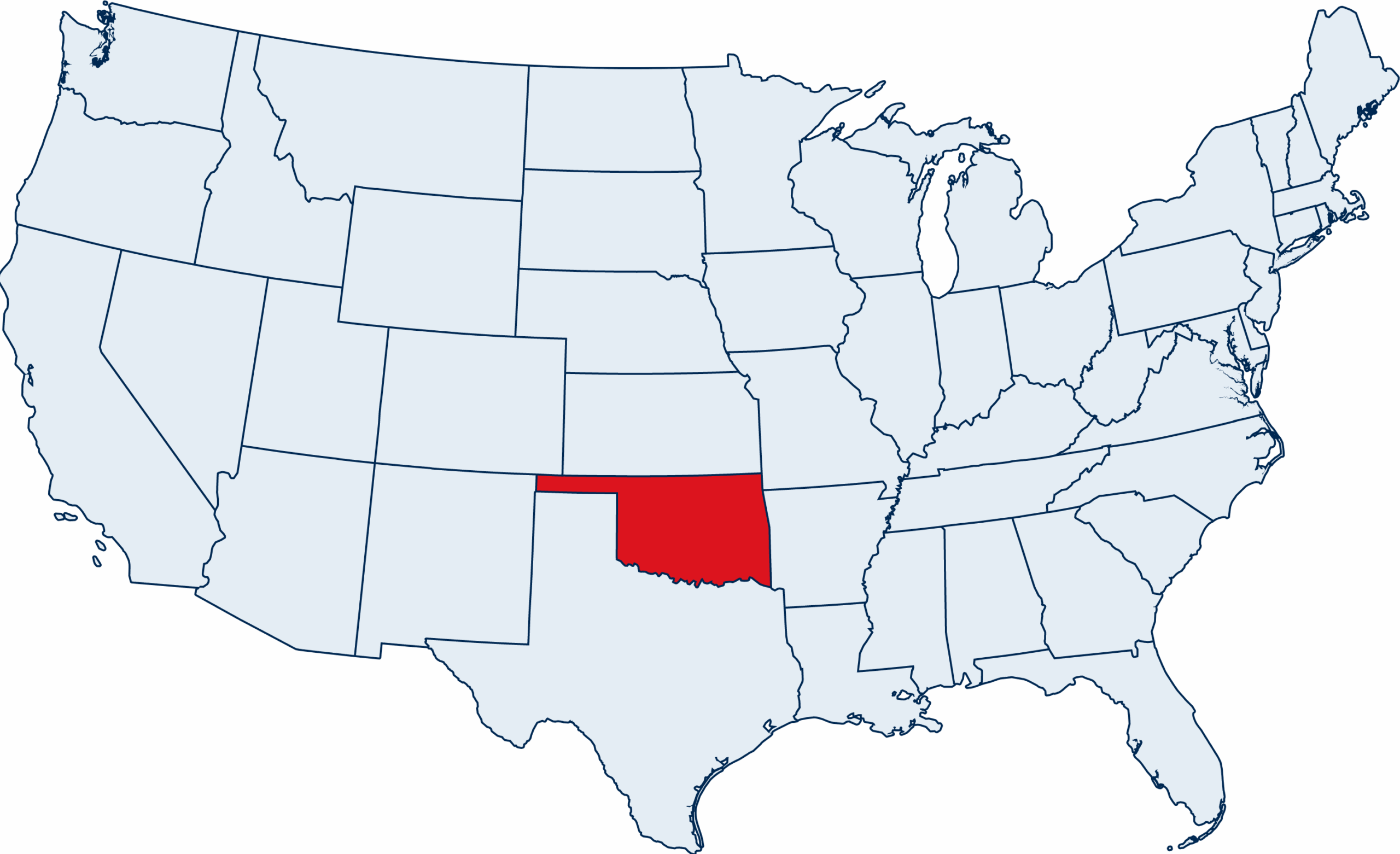 US map highlighting Oklahoma