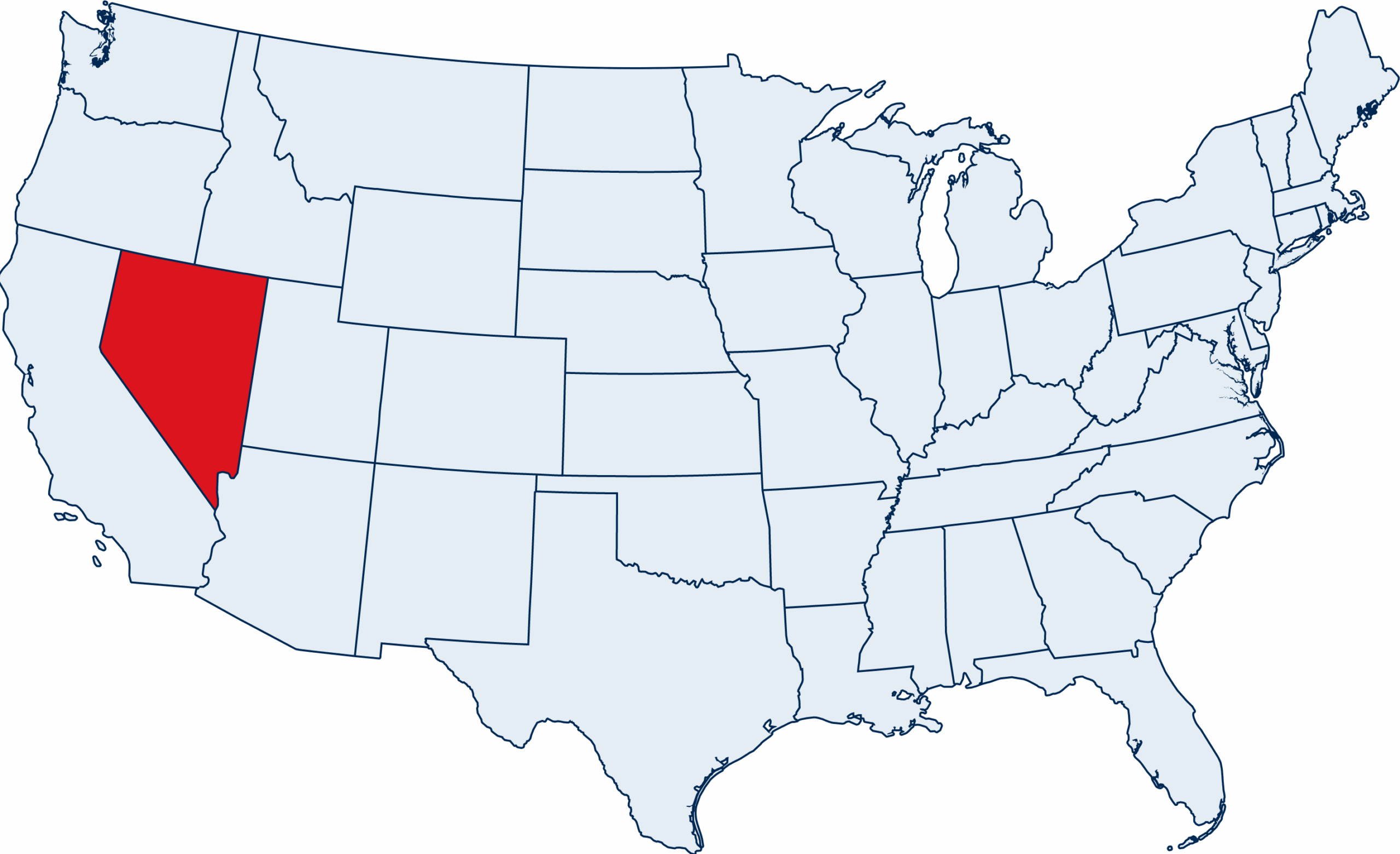 US map with Nevada highlighted