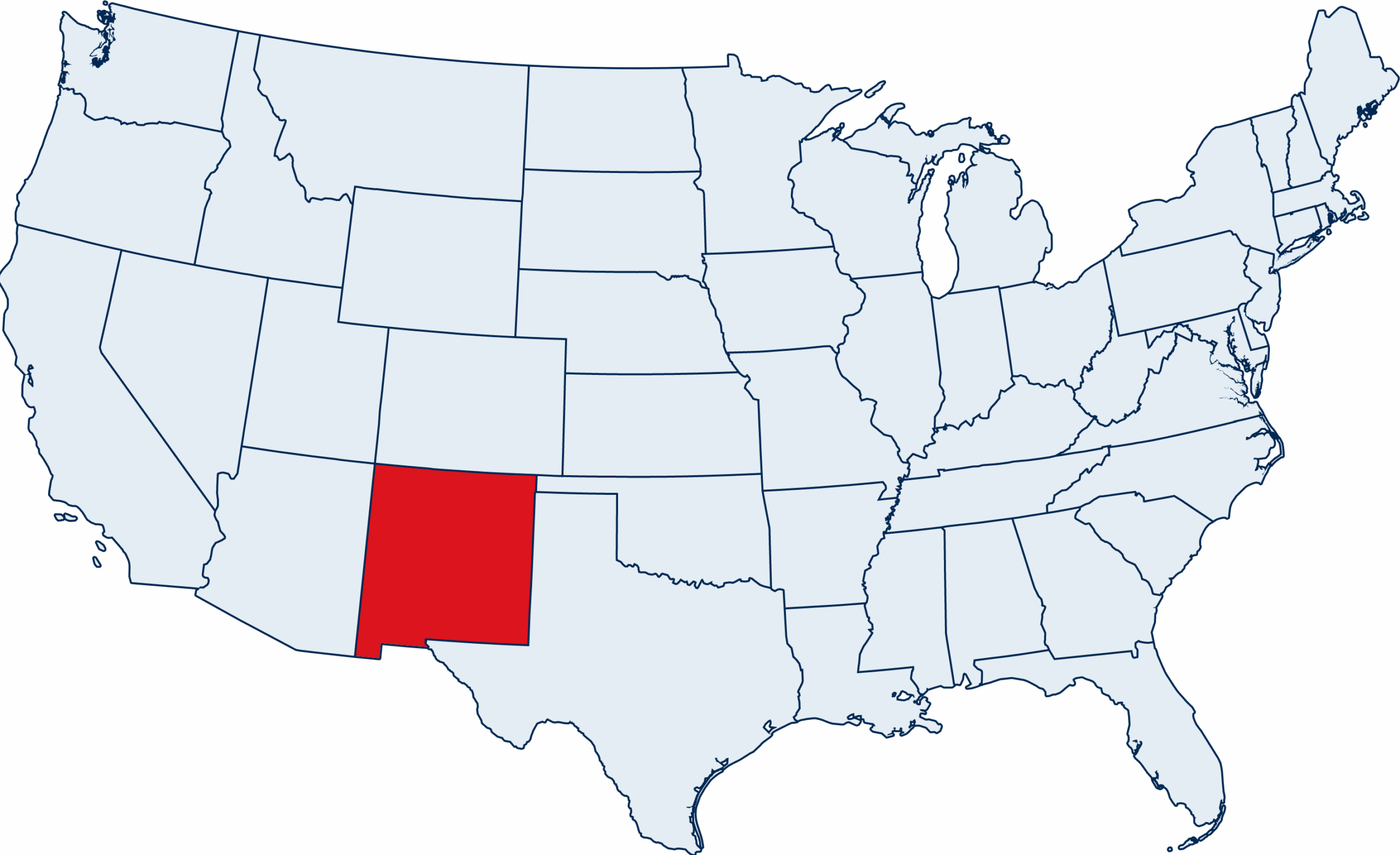 US map with New Mexico highlighted