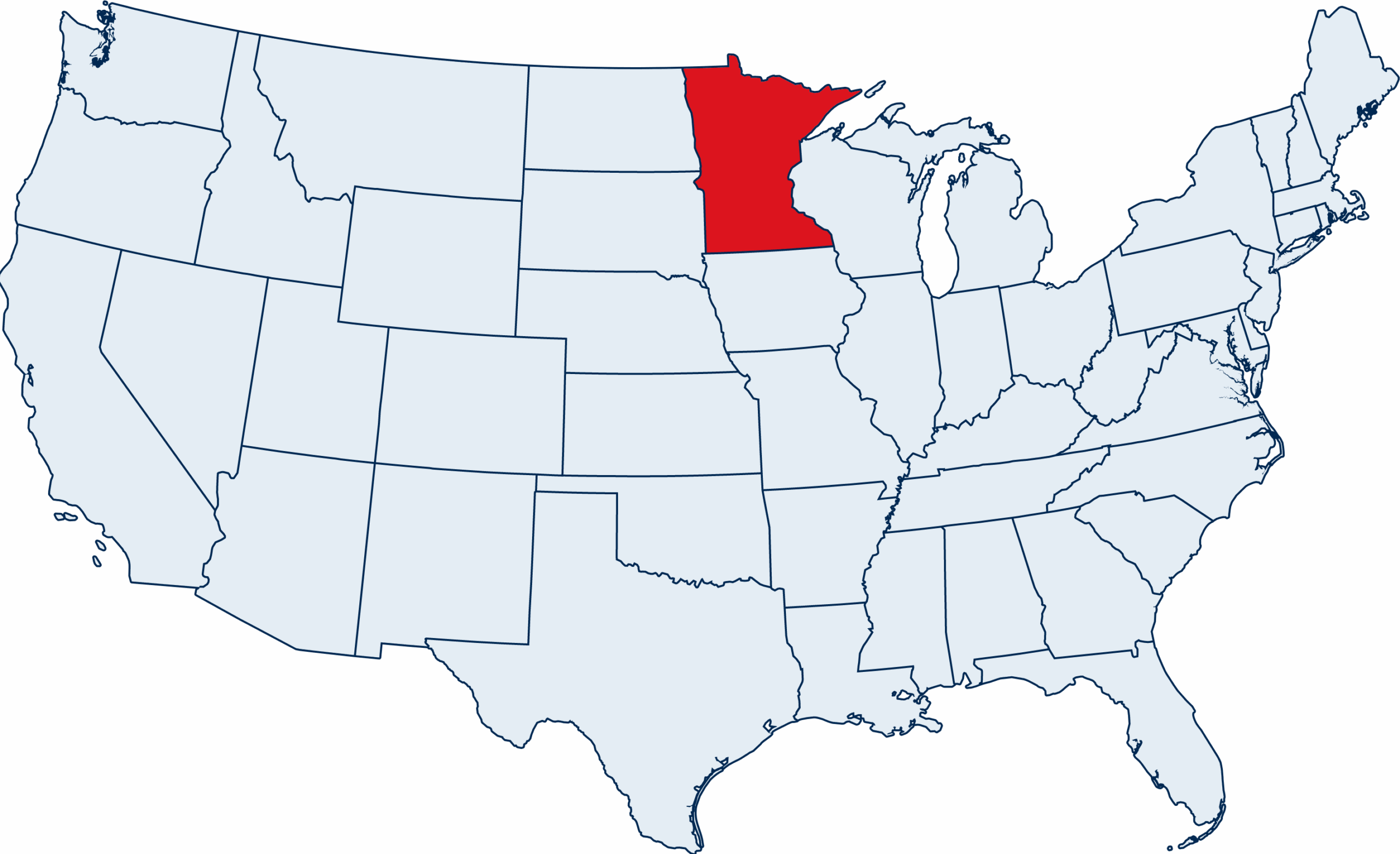 US map with Minnesota highlighted