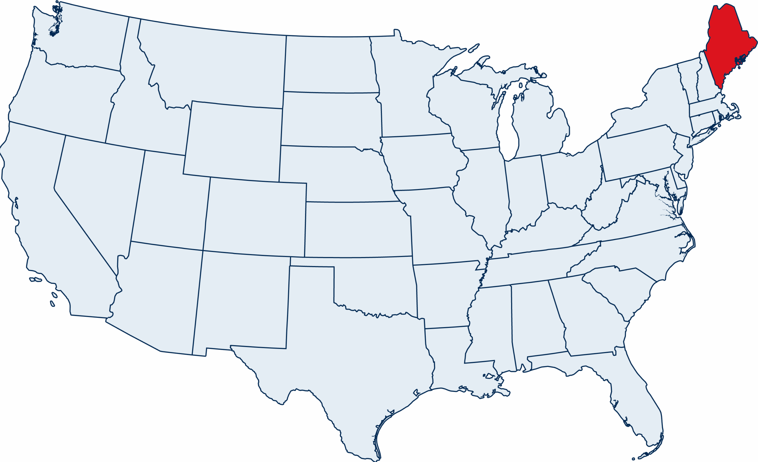 US map with Maine highlighted