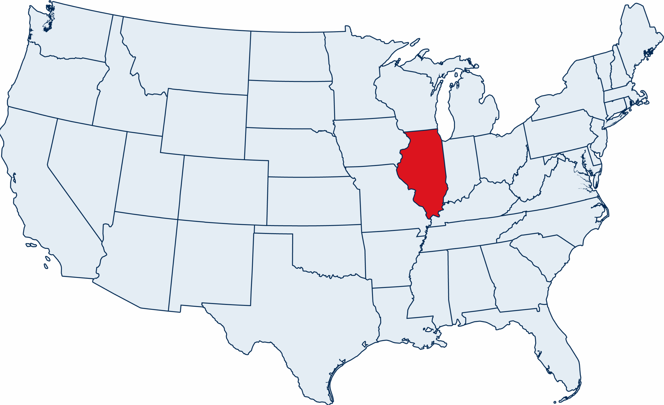 US map with Illinois highlighted
