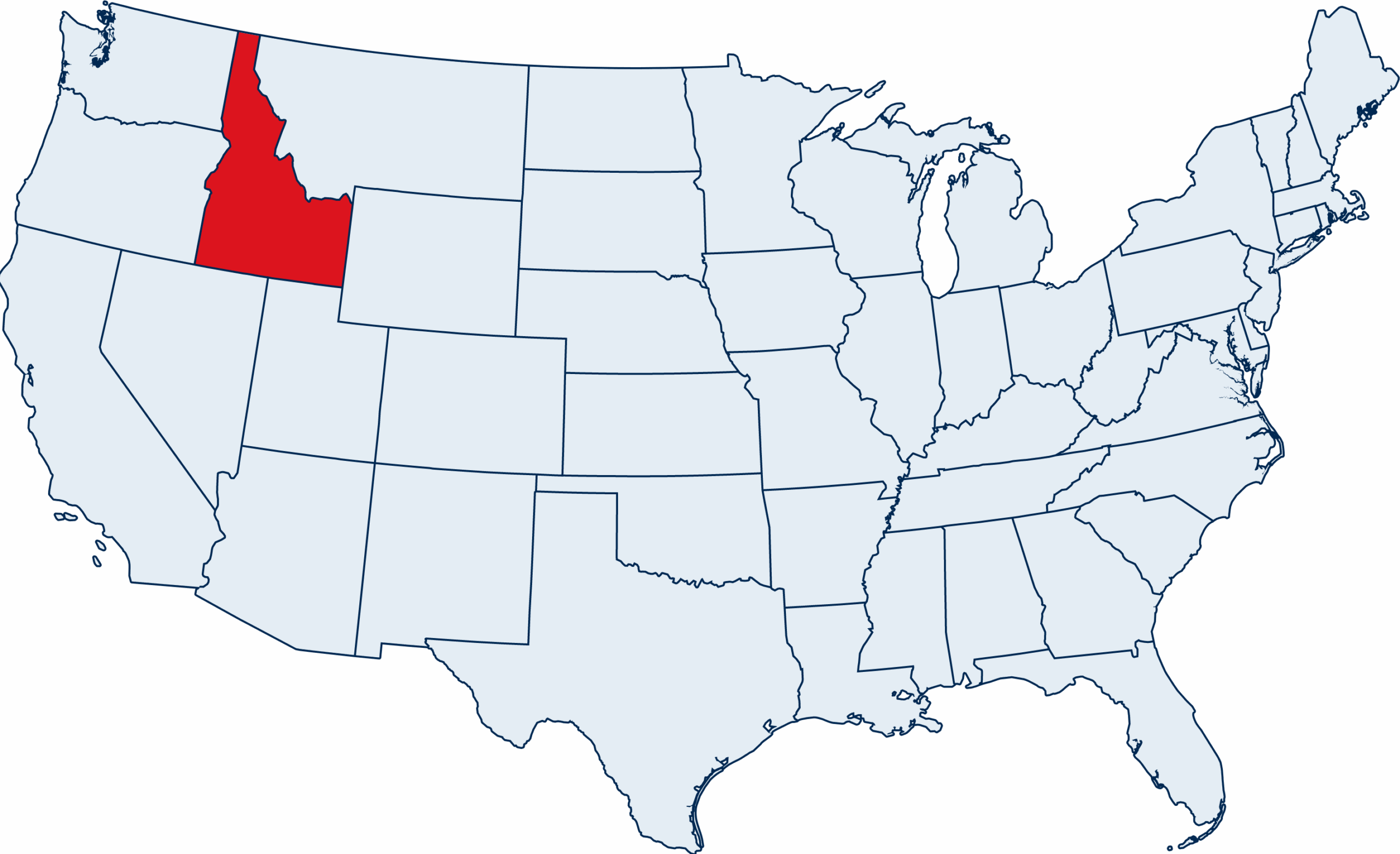 US map with Idaho highlighted