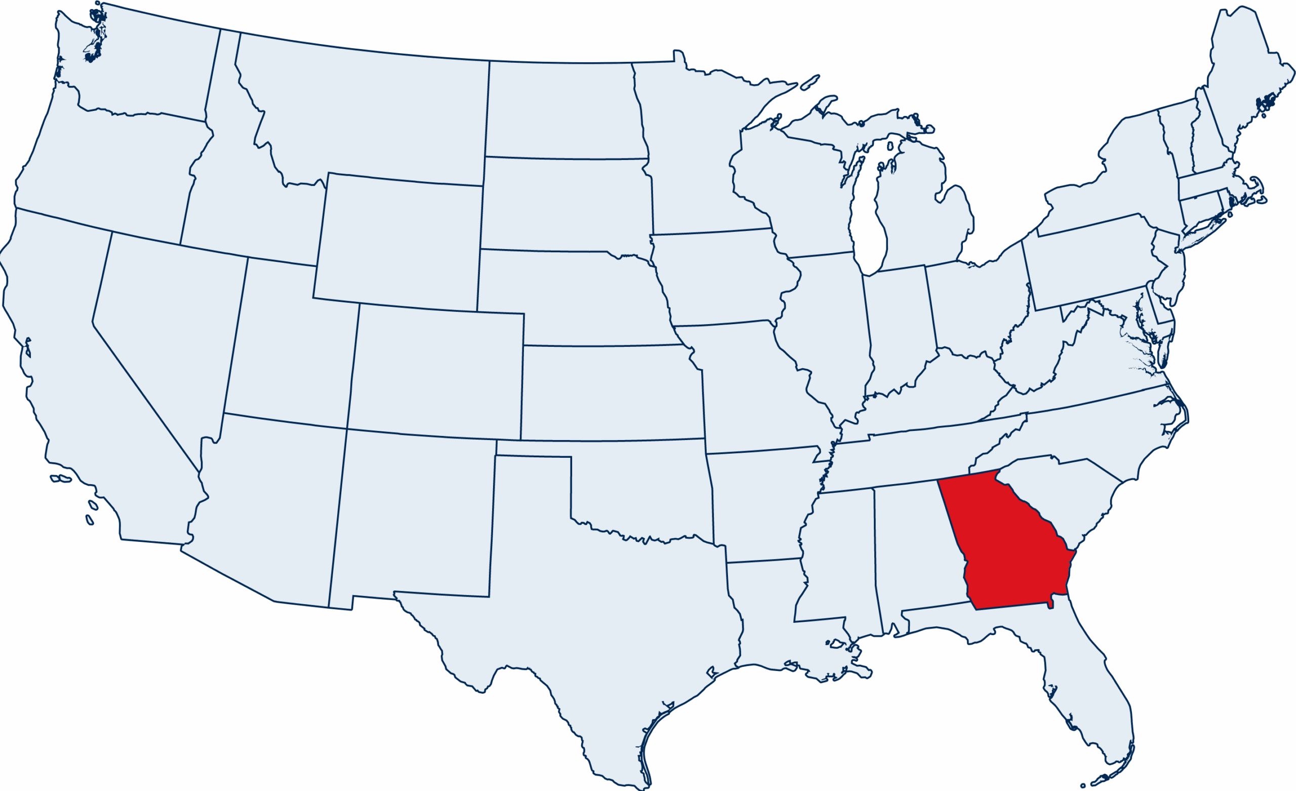 US map with Georgia highlighted