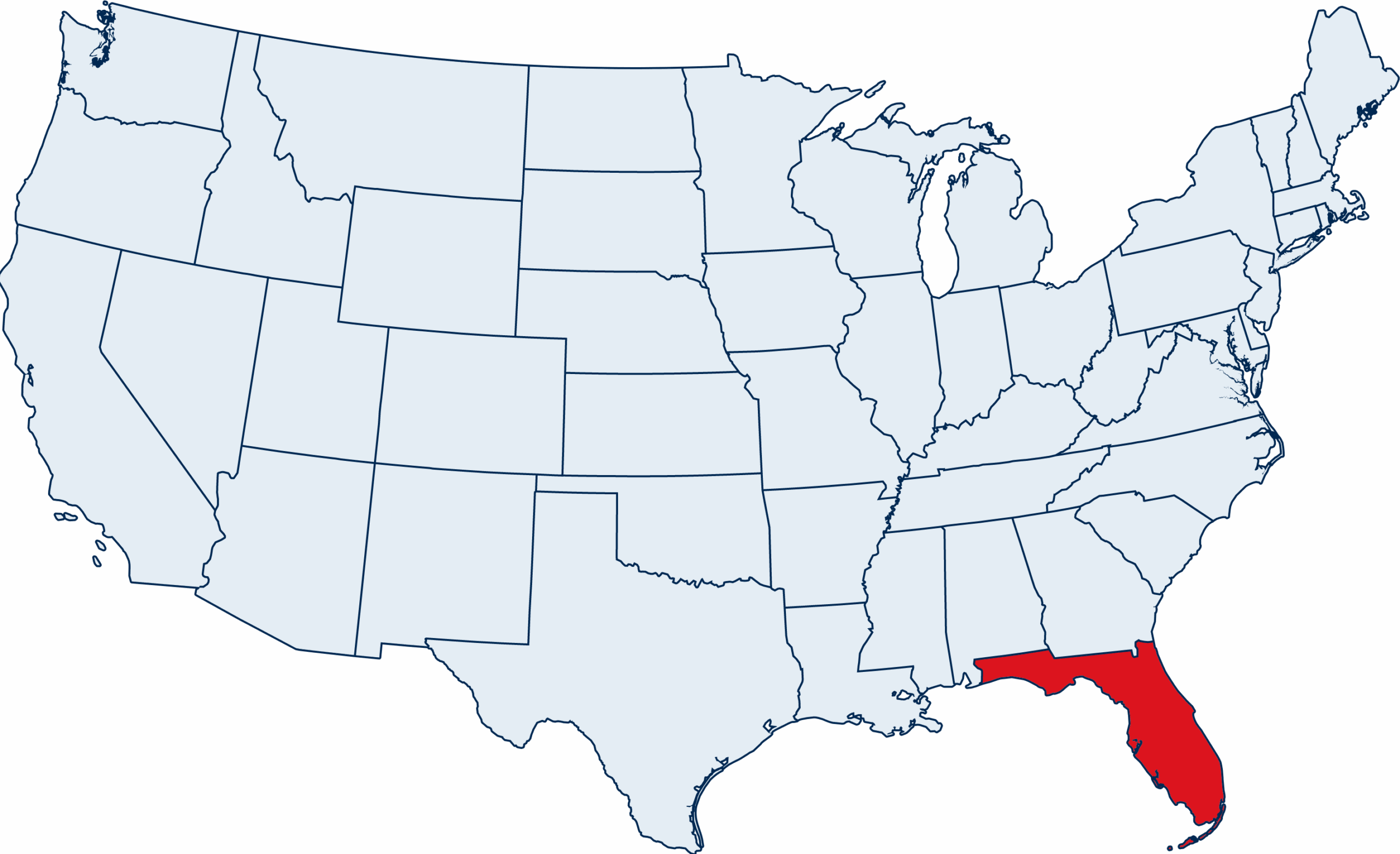 US map with Florida highlighted