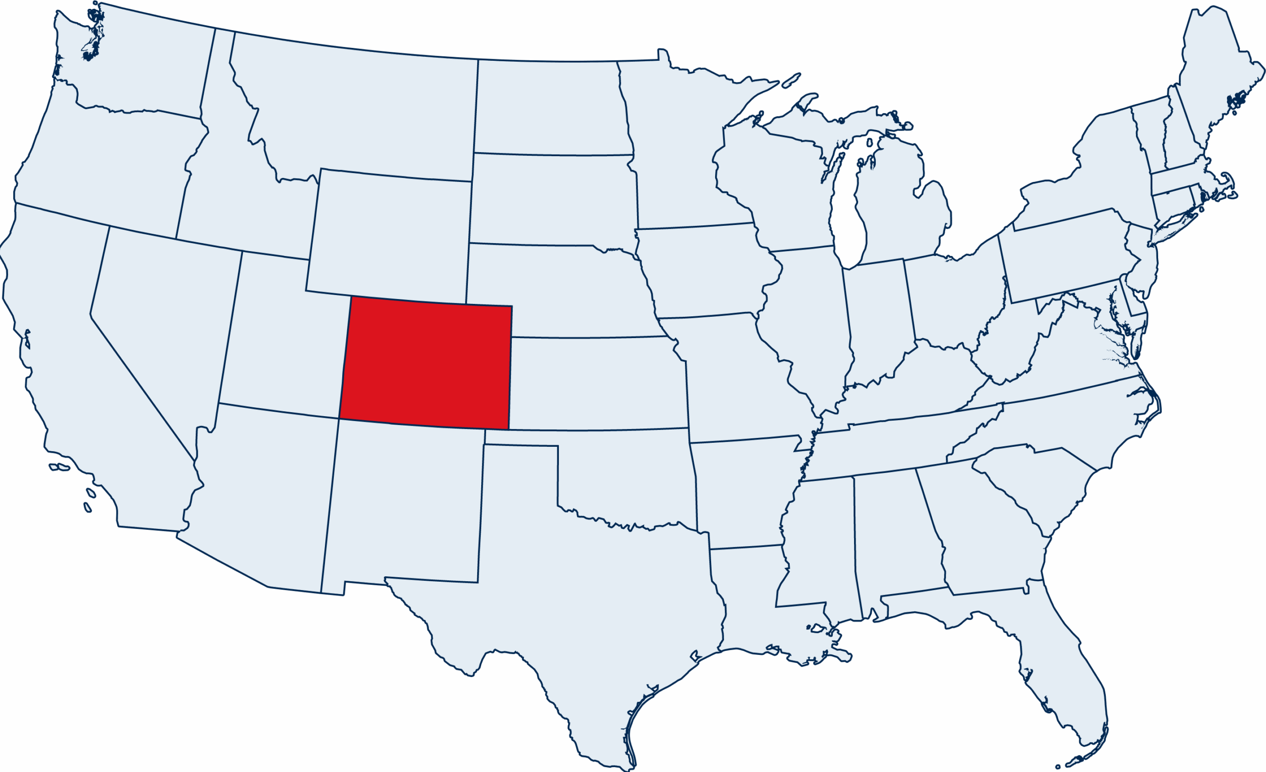 US map with Colorado highlighted