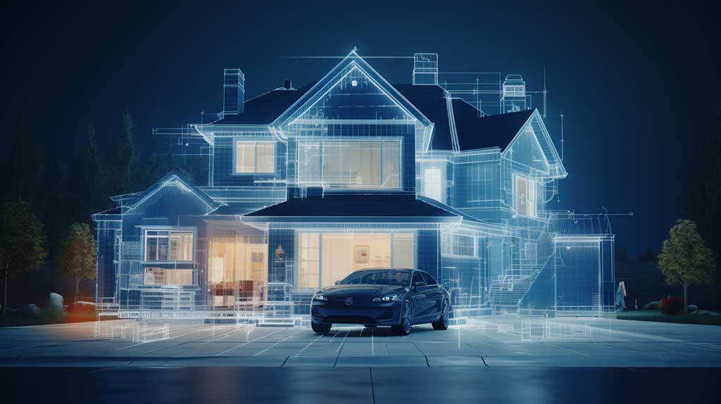 midjourney house with car out front being scanned